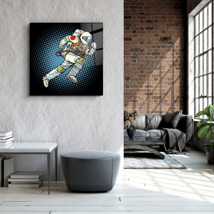 ・"Cartoon Astronaut"・Glass Wall Art | Artdesigna Glass Printing Wall Arts.