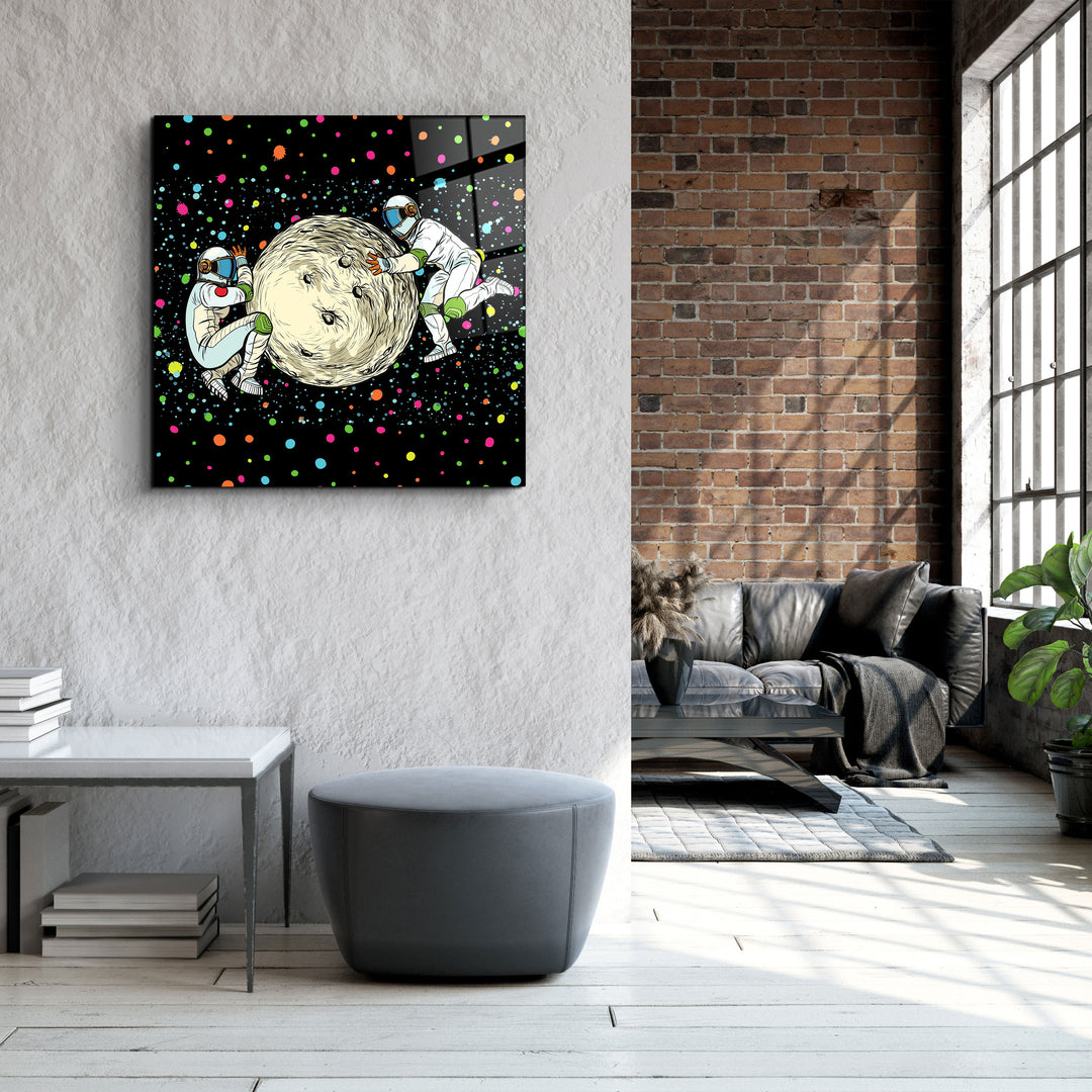 ・"Pushing A Planet"・Glass Wall Art | Artdesigna Glass Printing Wall Arts.