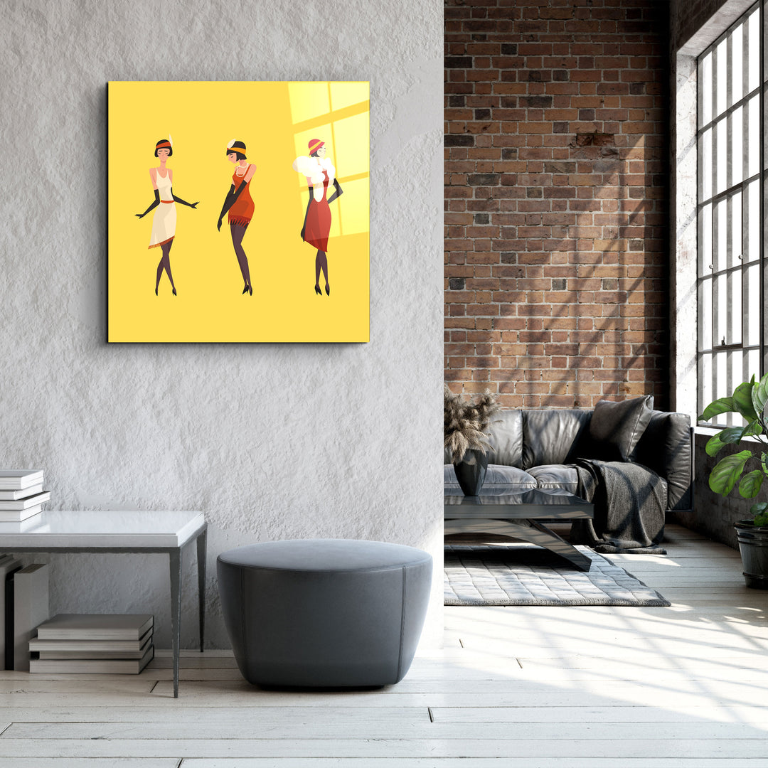 ・"Three Women In The Yellow"・Glass Wall Art | Artdesigna Glass Printing Wall Arts.