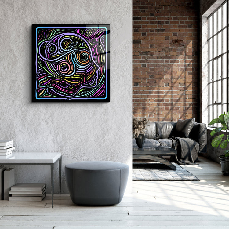 ・"Rainbow Line Faces V3"・Glass Wall Art | Artdesigna Glass Printing Wall Arts.