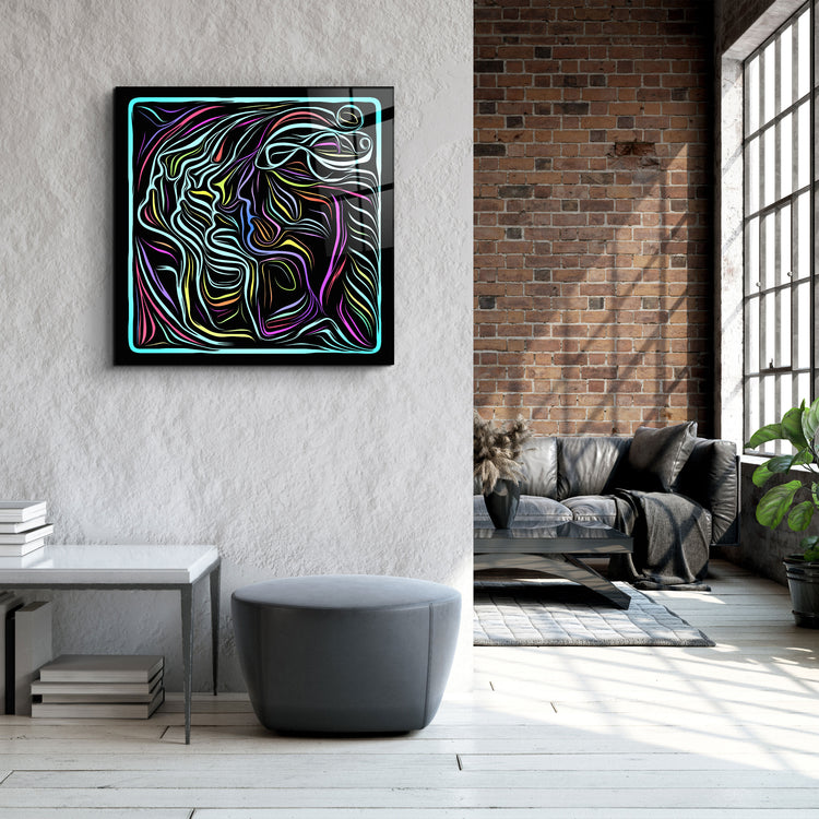 ・"Rainbow Line Faces V8"・Glass Wall Art | Artdesigna Glass Printing Wall Arts.