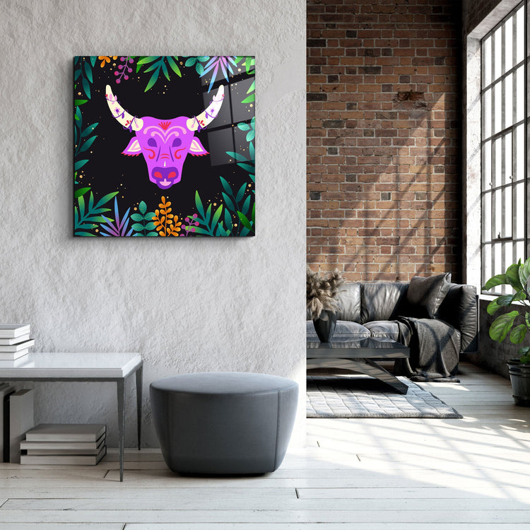 ・"Animal Republic-Wild Cattle"・Designers Collection Glass Wall Art | Artdesigna Glass Printing Wall Arts.