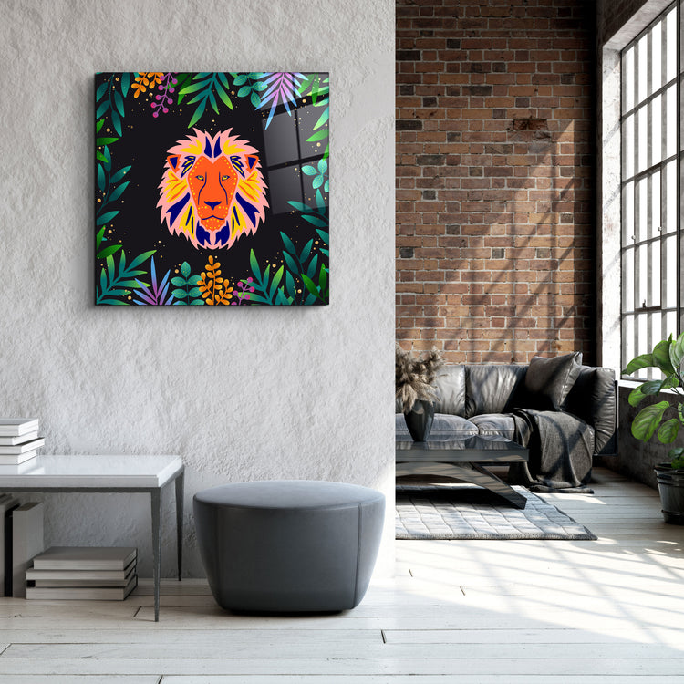 ・"Animal Republic-Lion"・Designers Collection Glass Wall Art | Artdesigna Glass Printing Wall Arts.