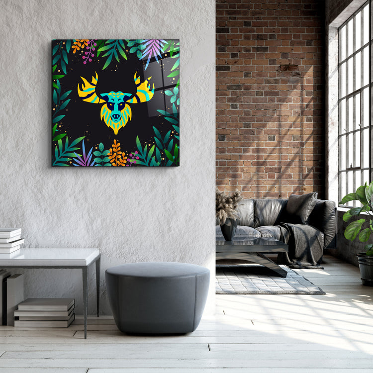 ・"Animal Republic-Deer"・Designers Collection Glass Wall Art | Artdesigna Glass Printing Wall Arts.