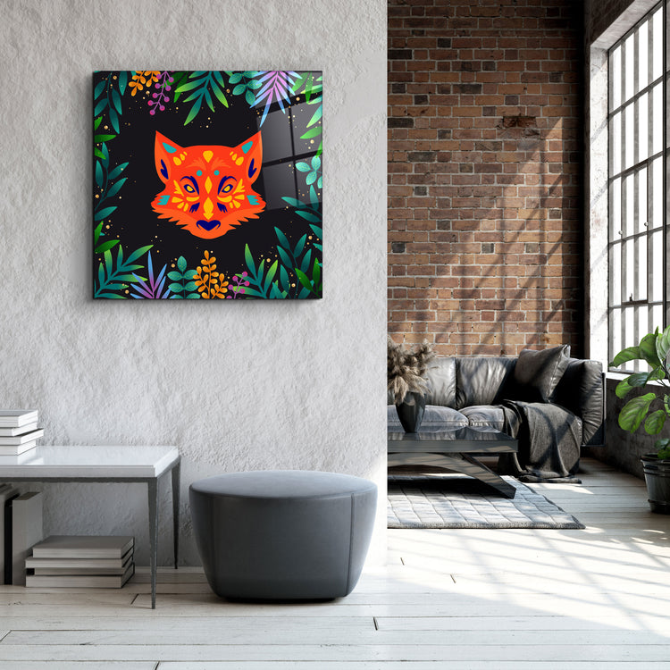 ・"Animal Republic-Fox"・Designers Collection Glass Wall Art | Artdesigna Glass Printing Wall Arts.