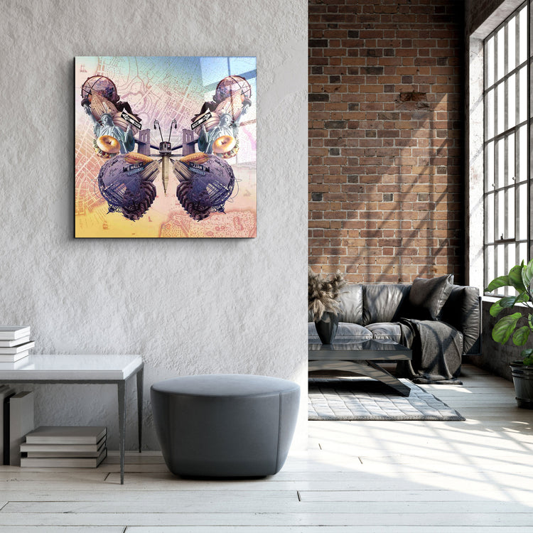 ・"Butterfly NYC"・Designers Collection Glass Wall Art | Artdesigna Glass Printing Wall Arts.