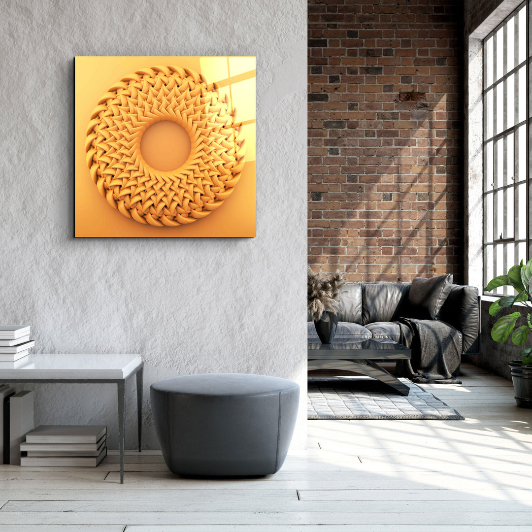 ."Abstract Circular Knitting V2". Designer's Collection Glass Wall Art