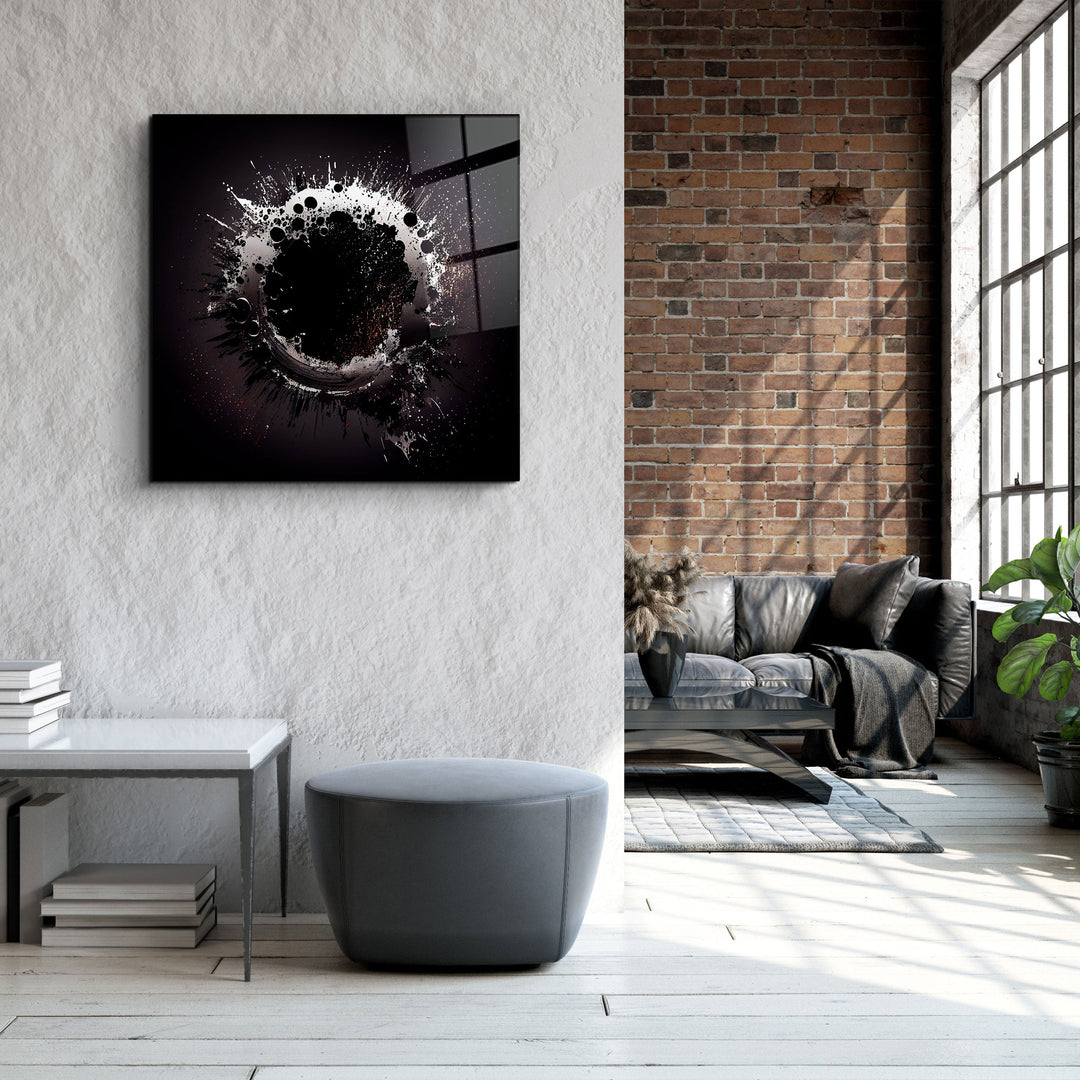 ."Paint Splash Ring-Grey". Designer's Collection Glass Wall Art