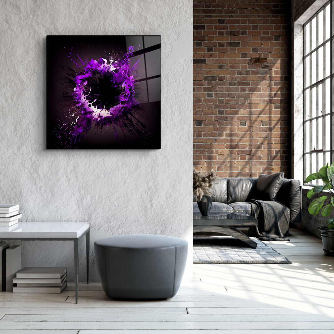 ."Paint Splash Ring-Purple". Designer's Collection Glass Wall Art