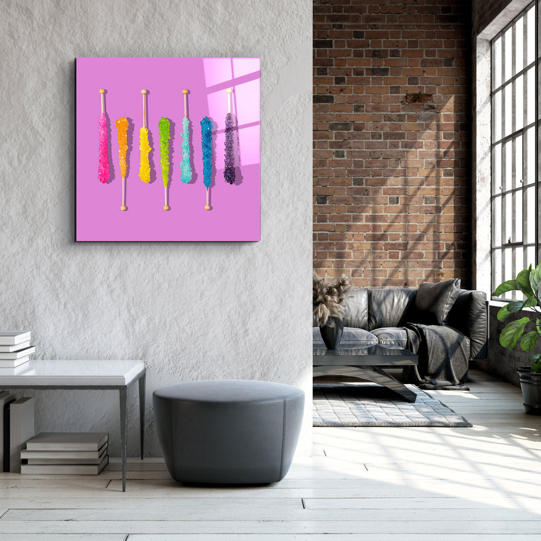 ."Sweet Sticks Retro". Designer's Collection Glass Wall Art