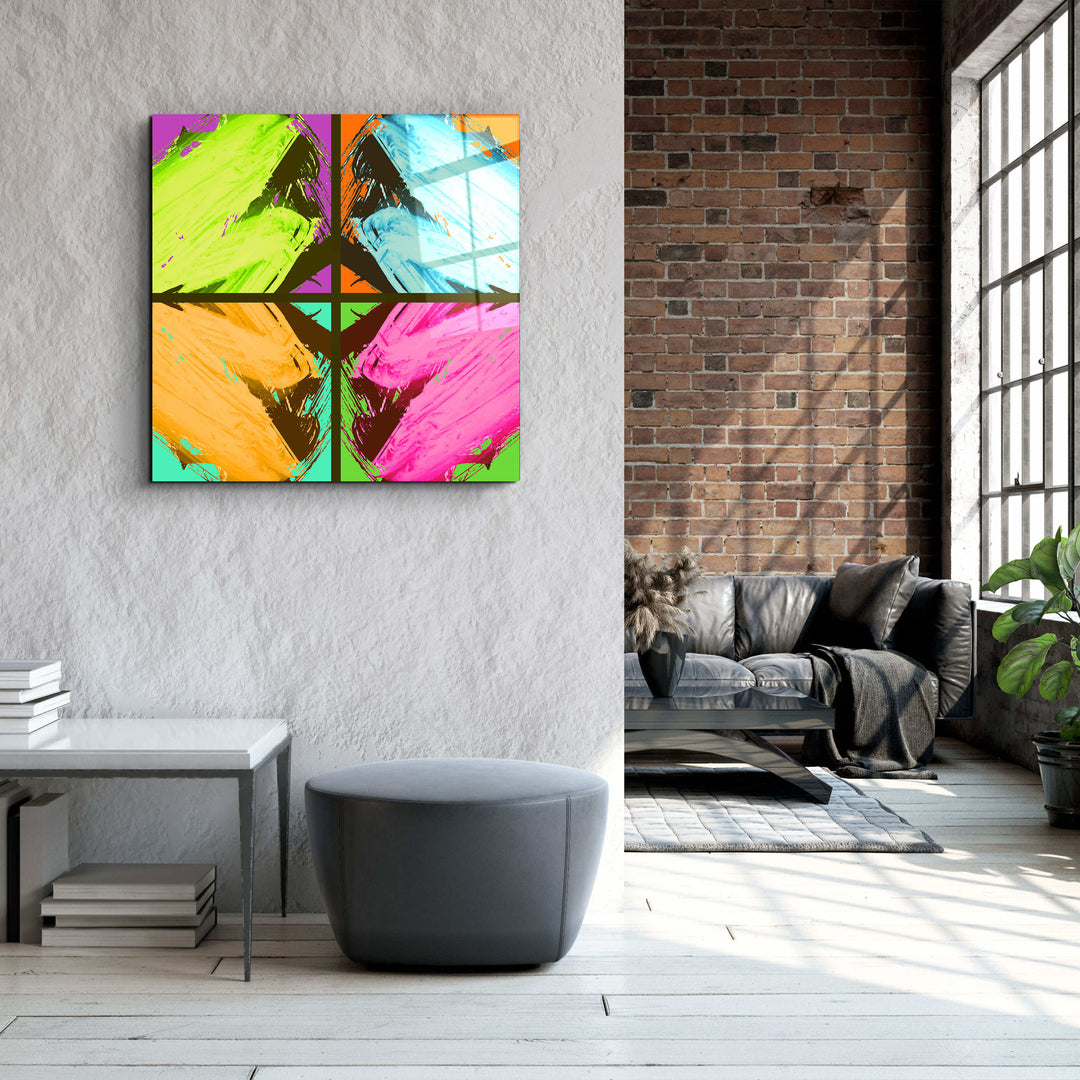 ."POP Art Brush Strokes V1". Designer's Collection Glass Wall Art