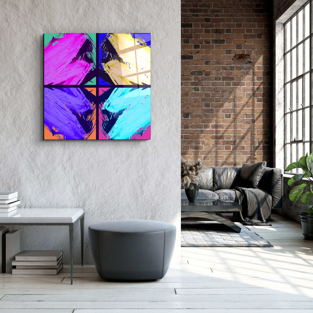 ."POP Art Brush Strokes V2". Designer's Collection Glass Wall Art