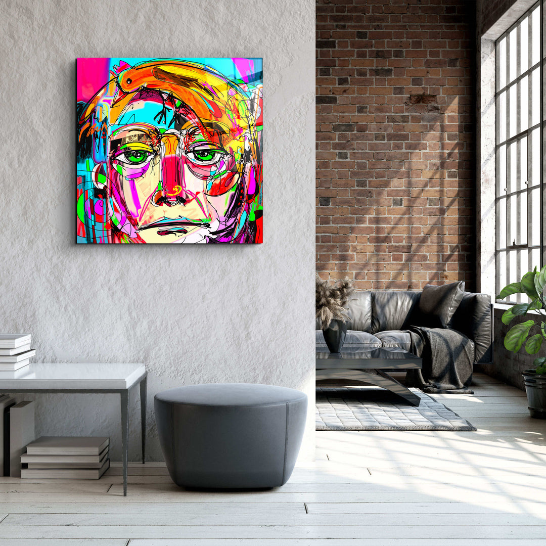 ."Face Illustration-Abstract". Designer's Collection Glass Wall Art