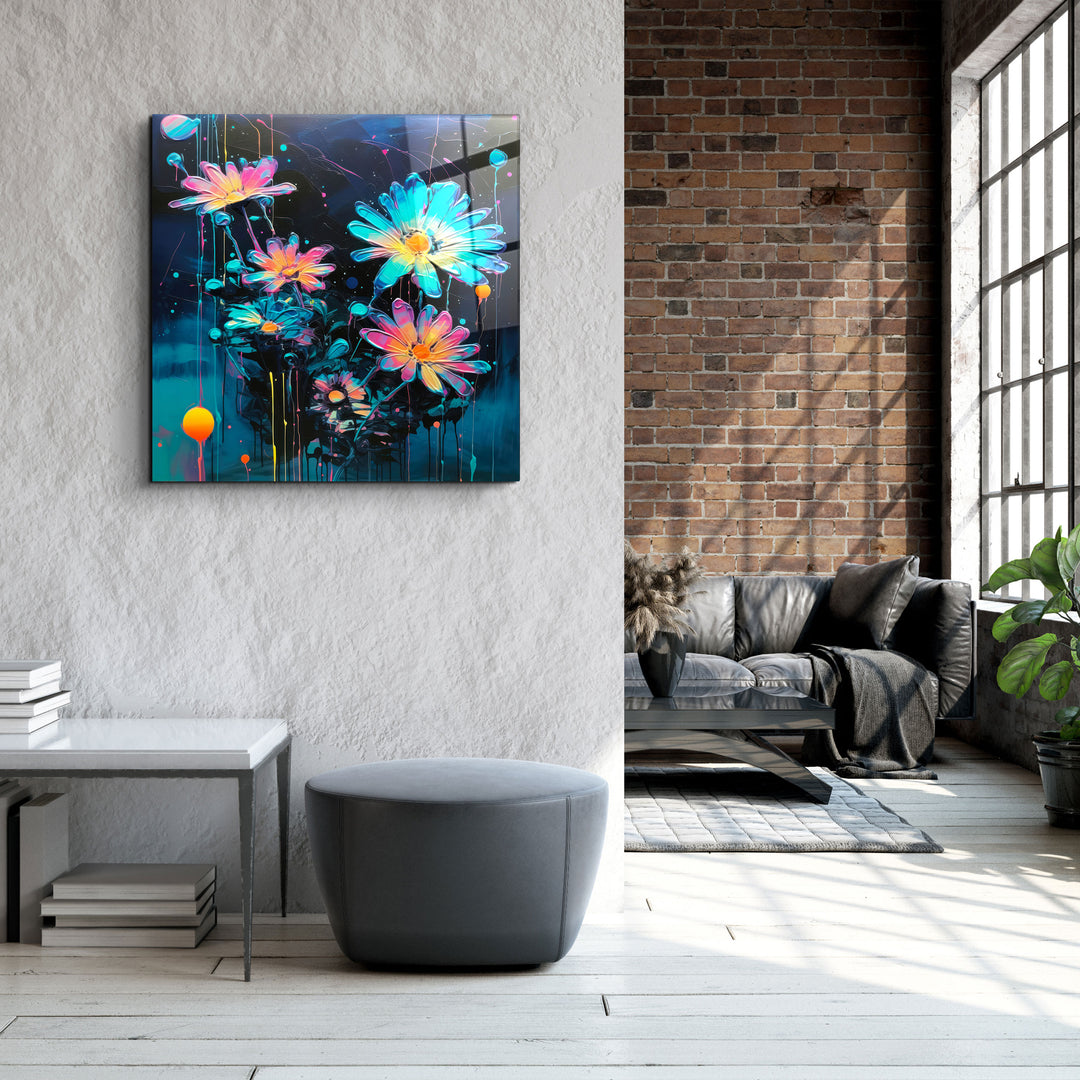 ."Oil Painting Flowers 1". Designers Collection Glass Wall Art