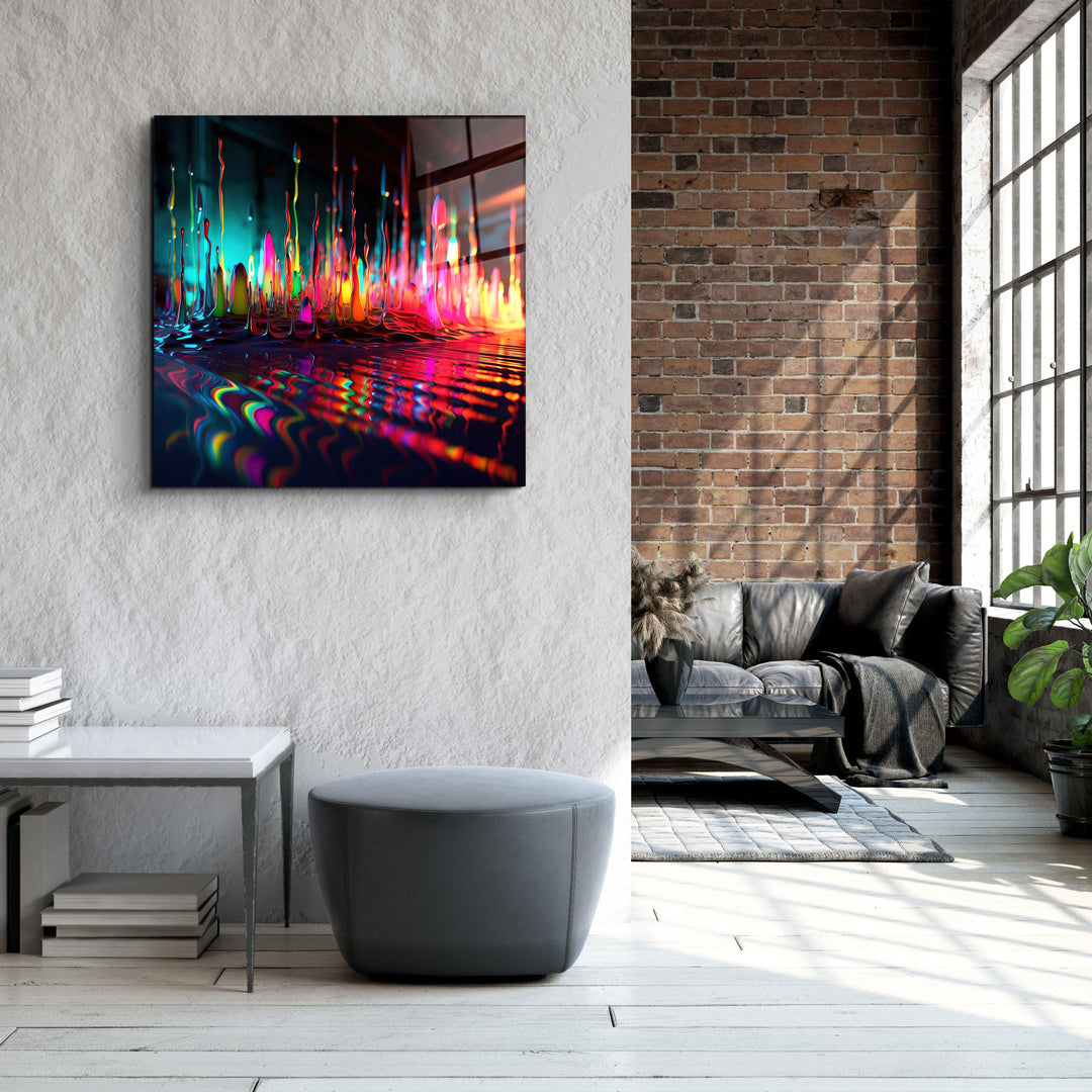 ."Paint Drops V1". Designers Collection Glass Wall Art