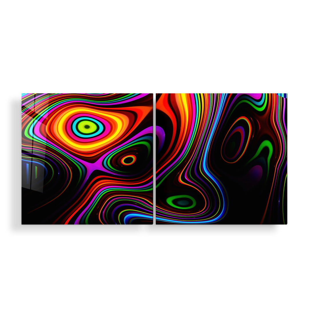 ・"Twisted Rainbow - Duo"・Glass Wall Art