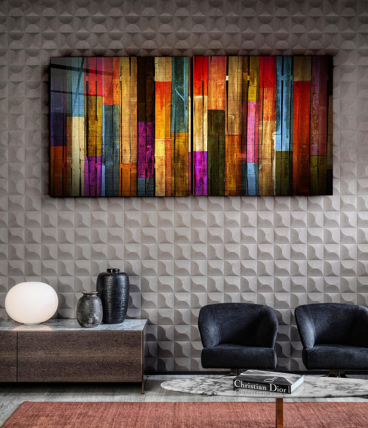 ・"Painted Wood - Duo"・Glass Wall Art | Artdesigna Glass Printing Wall Arts.