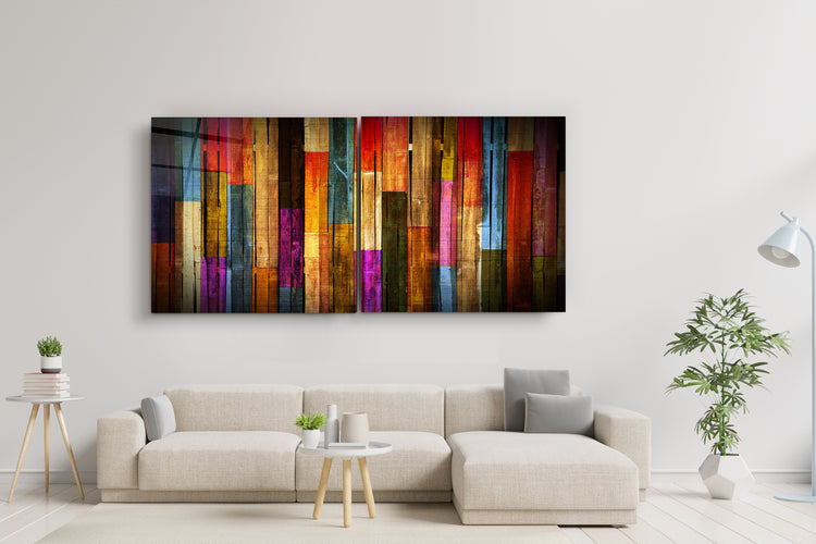 ・"Painted Wood - Duo"・Glass Wall Art | Artdesigna Glass Printing Wall Arts.