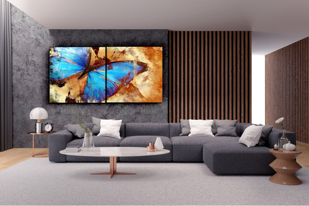 ・"Butterfly - Duo"・Glass Wall Art | Artdesigna Glass Printing Wall Arts.