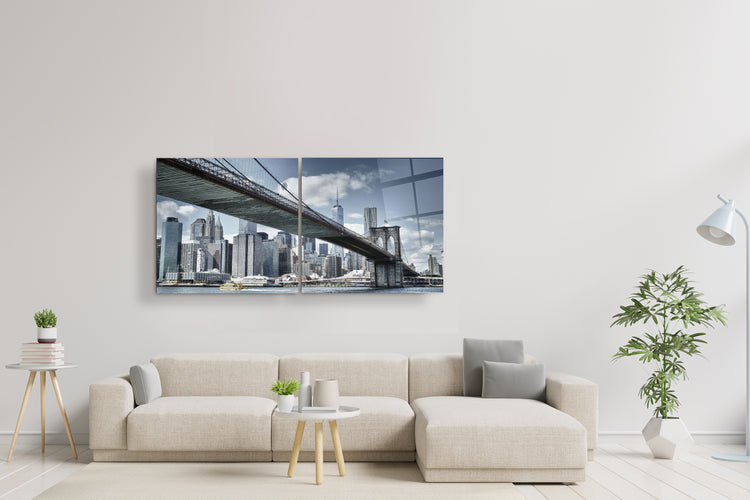 ・"Brooklyn Bridge - Duo"・Glass Wall Art | Artdesigna Glass Printing Wall Arts.