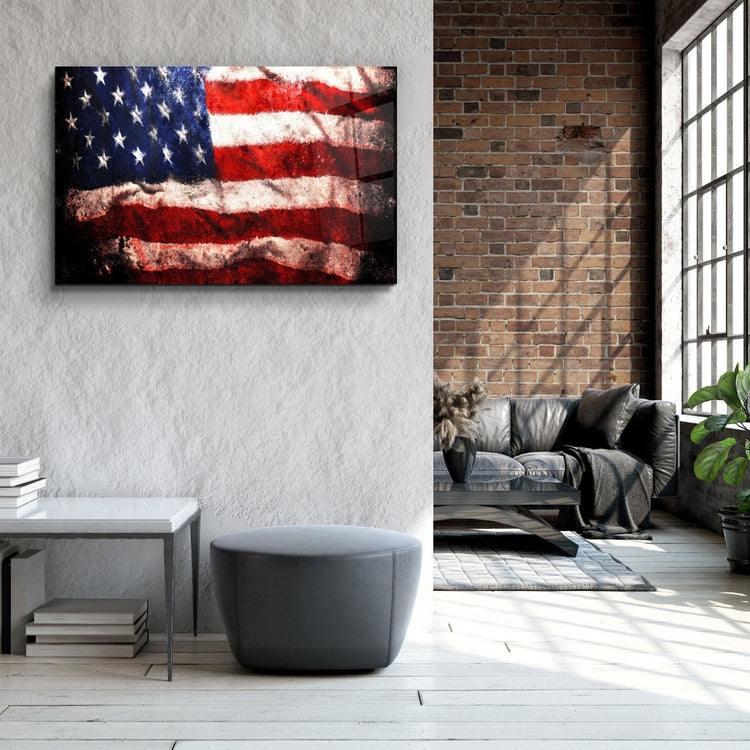 ・"Flag of the U.S."・Glass Wall Art | Artdesigna Glass Printing Wall Arts.