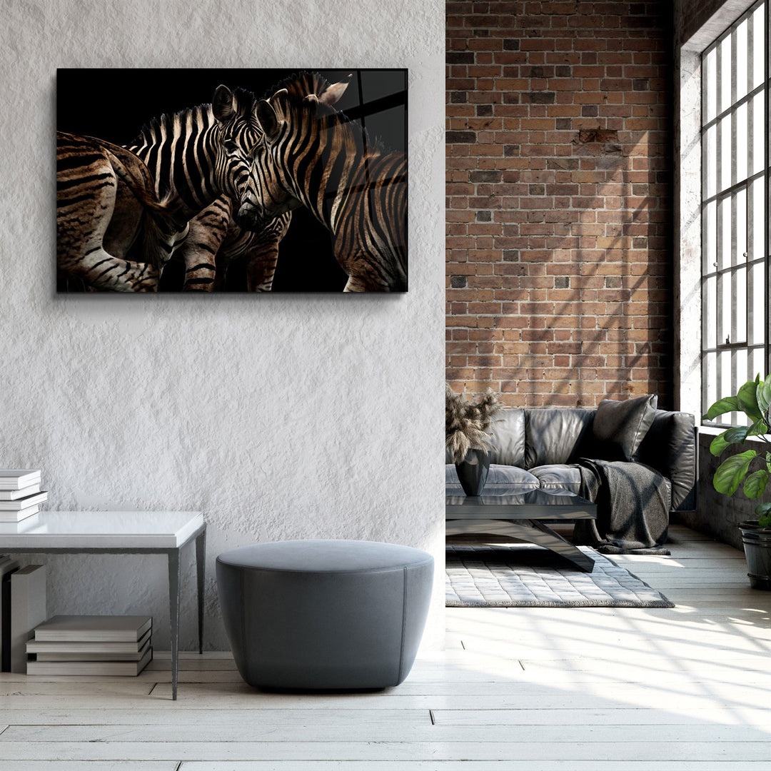 ・"Zebra Family"・Glass Wall Art | Artdesigna Glass Printing Wall Arts.