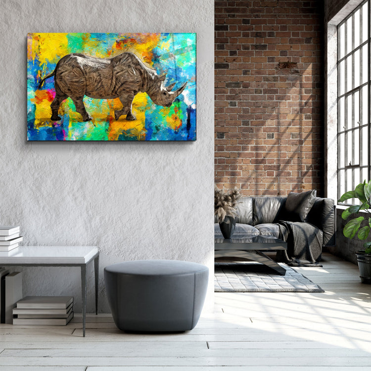 ・"Abstract Rhino V2"・Glass Wall Art | Artdesigna Glass Printing Wall Arts.