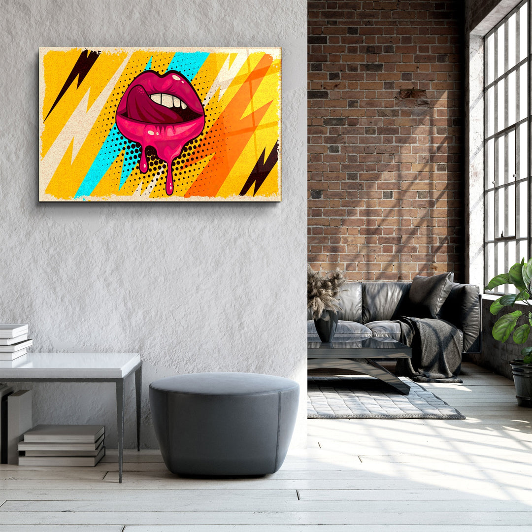 ・"Abstract Pink Lips"・Glass Wall Art | Artdesigna Glass Printing Wall Arts.