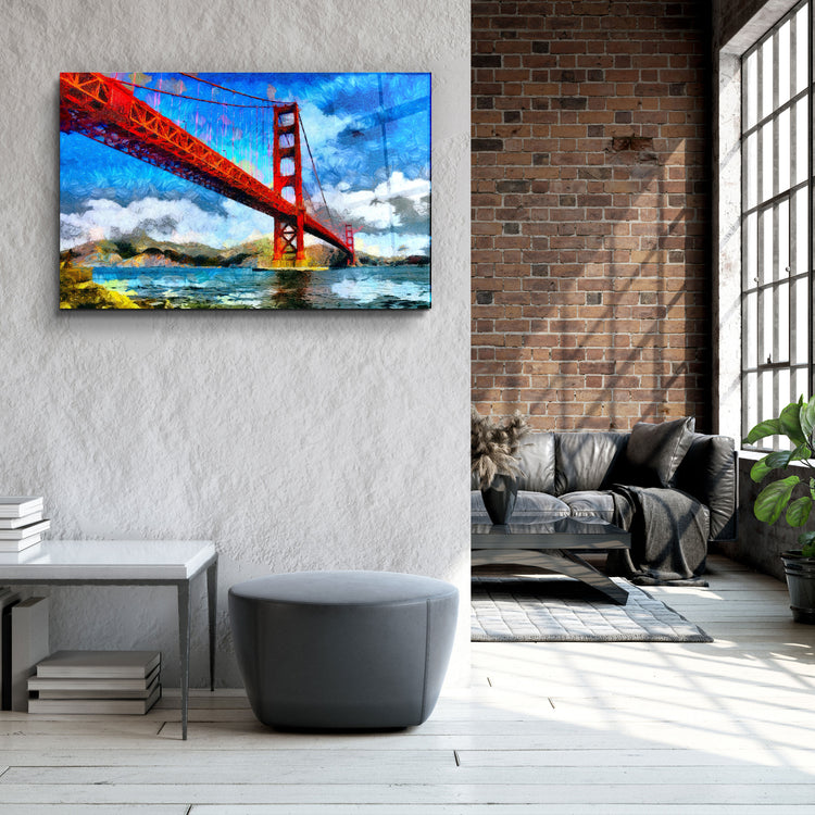 ・"Abstract Colorful Bridge"・Glass Wall Art | Artdesigna Glass Printing Wall Arts.