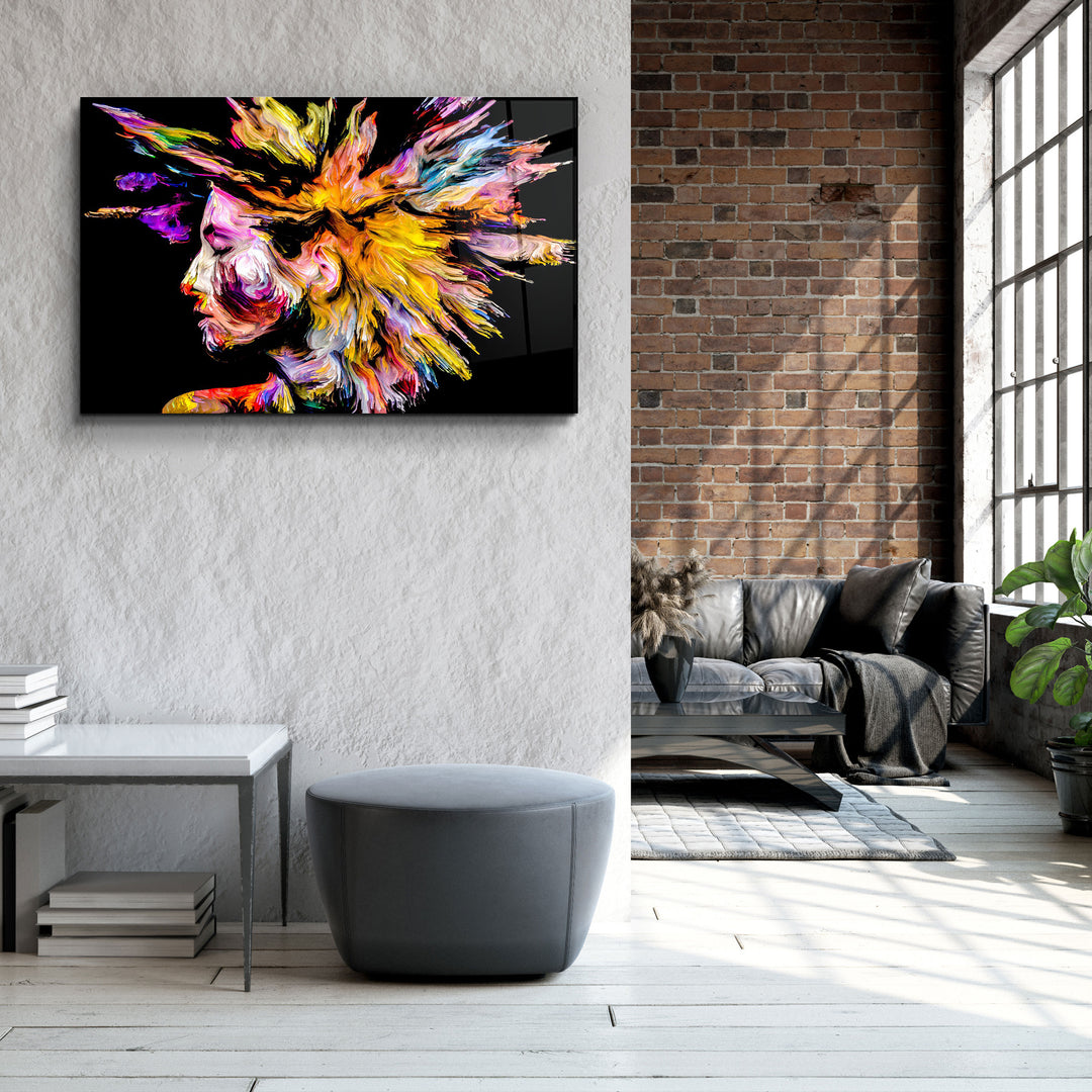 ・"Abstract Colorful Woman Portrait V1"・Glass Wall Art | Artdesigna Glass Printing Wall Arts.