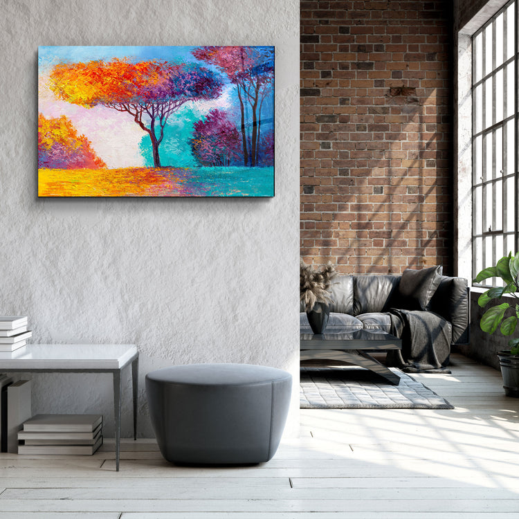 ・"Abstract Colorful Trees"・Glass Wall Art | Artdesigna Glass Printing Wall Arts.