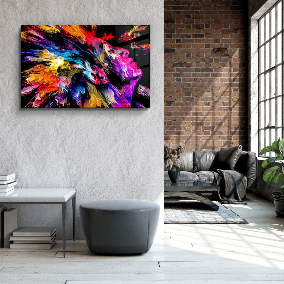 ・"Abstract Colorful Woman Portrait V3"・Glass Wall Art | Artdesigna Glass Printing Wall Arts.