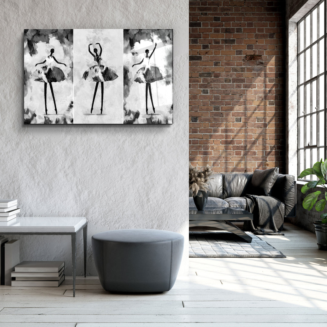 ・"Black and White Ballerina"・Glass Wall Art | Artdesigna Glass Printing Wall Arts.