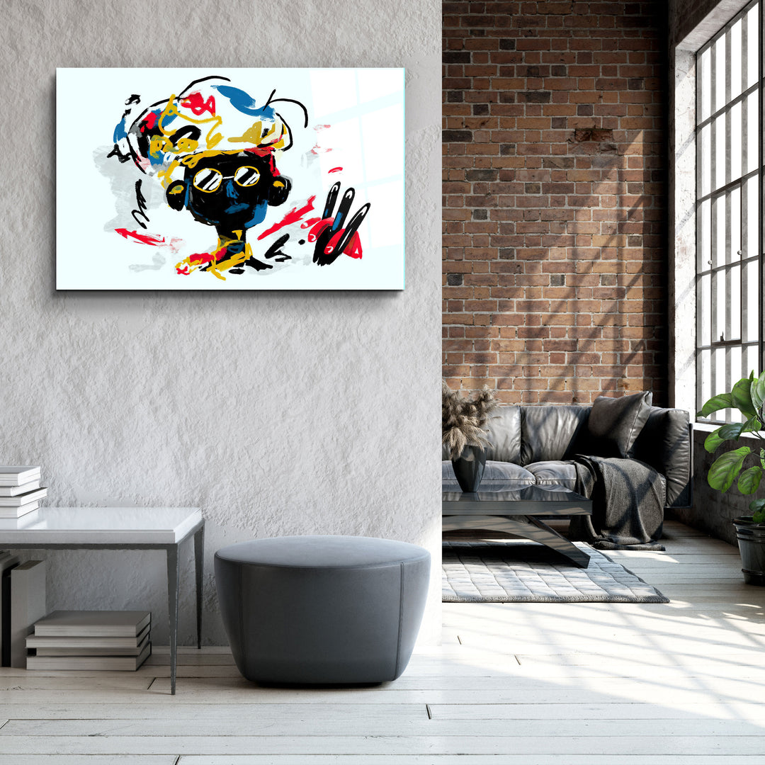 ・"Abstract Colorful Kid"・Glass Wall Art | Artdesigna Glass Printing Wall Arts.