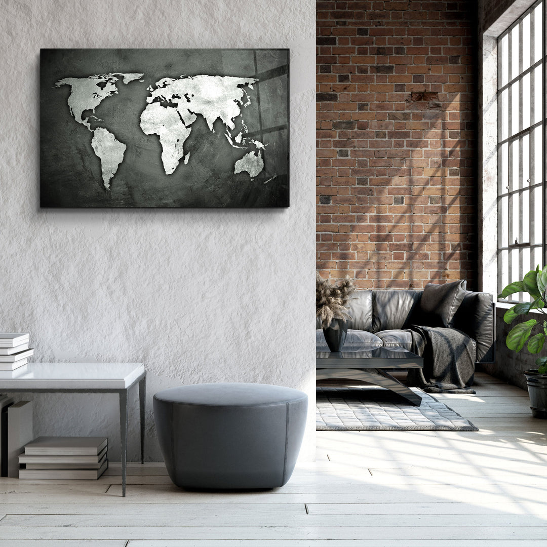 ・"World Map"・Glass Wall Art | Artdesigna Glass Printing Wall Arts.