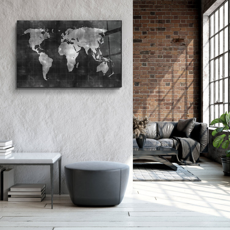 ・"Wold Map"・Glass Wall Art | Artdesigna Glass Printing Wall Arts.