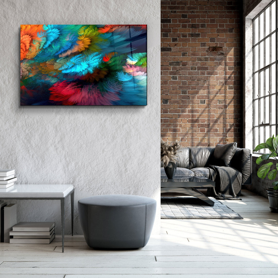 ・"Colorful Plumes"・Glass Wall Art | Artdesigna Glass Printing Wall Arts.