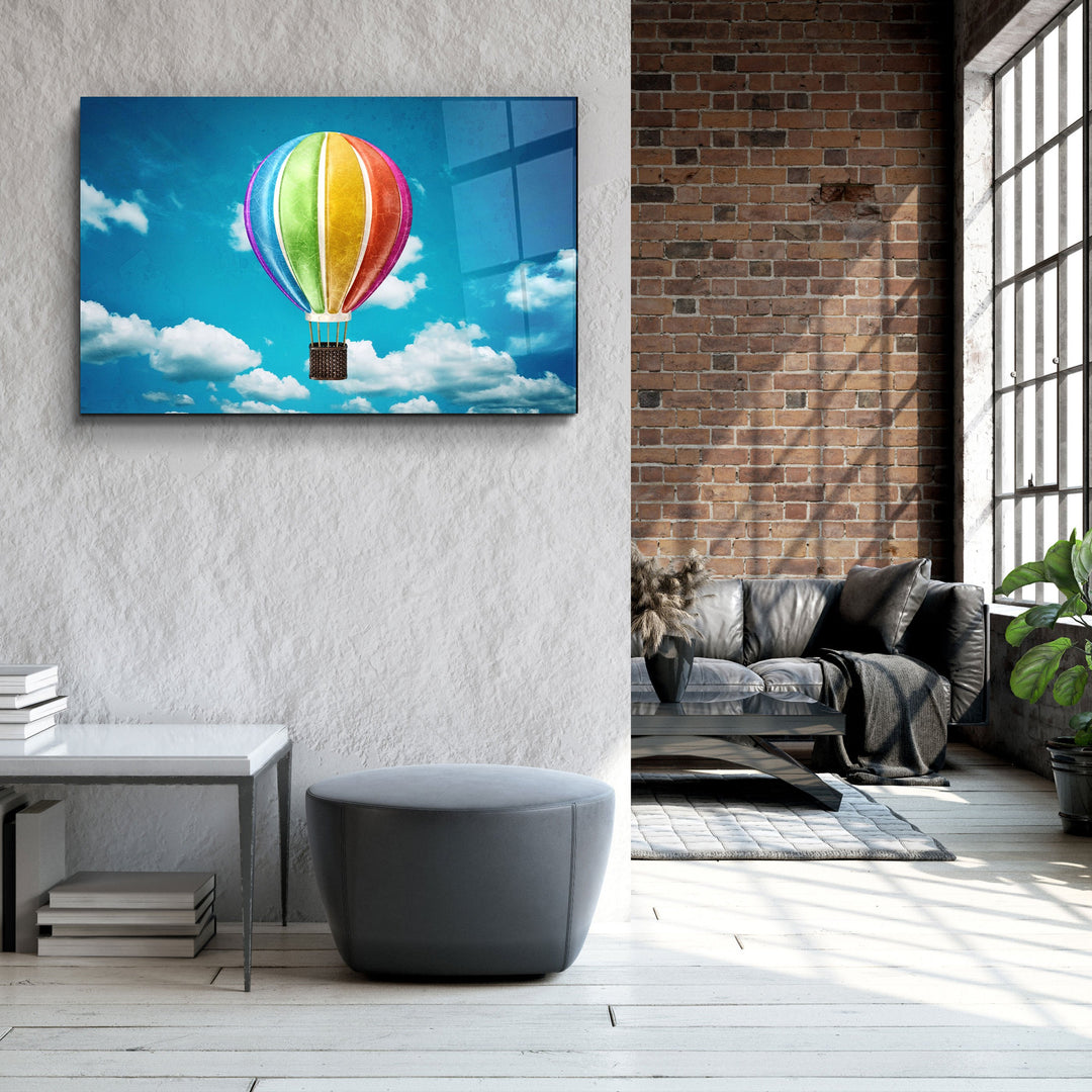 ・"Rainbow Air Balloon"・Glass Wall Art | Artdesigna Glass Printing Wall Arts.