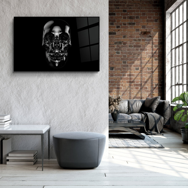 ・"The Black Skull"・Glass Wall Art | Artdesigna Glass Printing Wall Arts.