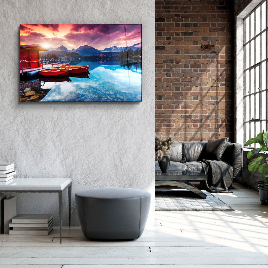 ・"Calm Lake"・Glass Wall Art | Artdesigna Glass Printing Wall Arts.