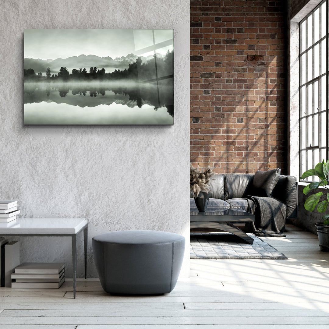 ・"Foggy Lake"・Glass Wall Art | Artdesigna Glass Printing Wall Arts.