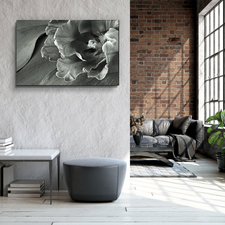 ・"White&Gray Flower"・Glass Wall Art | Artdesigna Glass Printing Wall Arts.