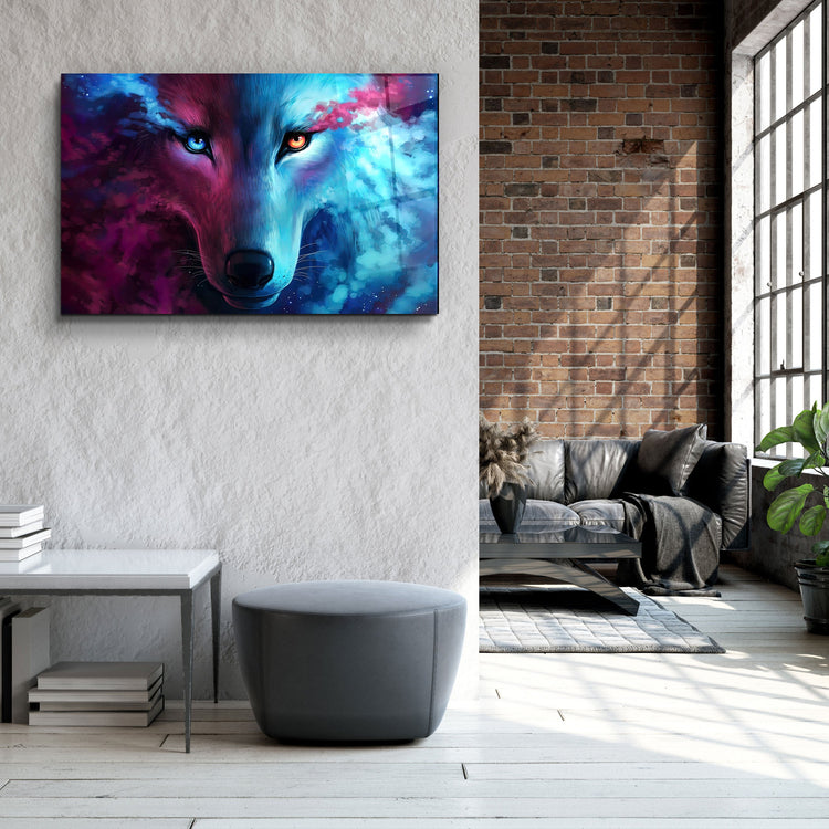 ・"Mystical Wolf"・Glass Wall Art | Artdesigna Glass Printing Wall Arts.