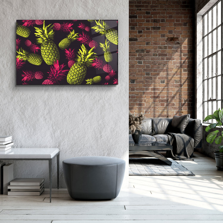 ・"The Pineapples"・Glass Wall Art | Artdesigna Glass Printing Wall Arts.