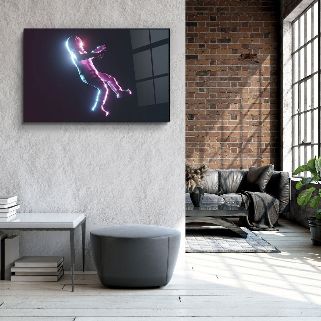 ・"Astronaut Neon"・Glass Wall Art | Artdesigna Glass Printing Wall Arts.