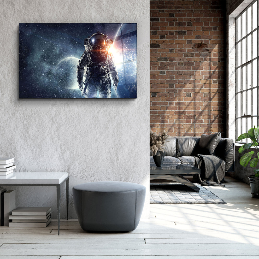 ・"The Cool Astronaut In Space"・Glass Wall Art | Artdesigna Glass Printing Wall Arts.