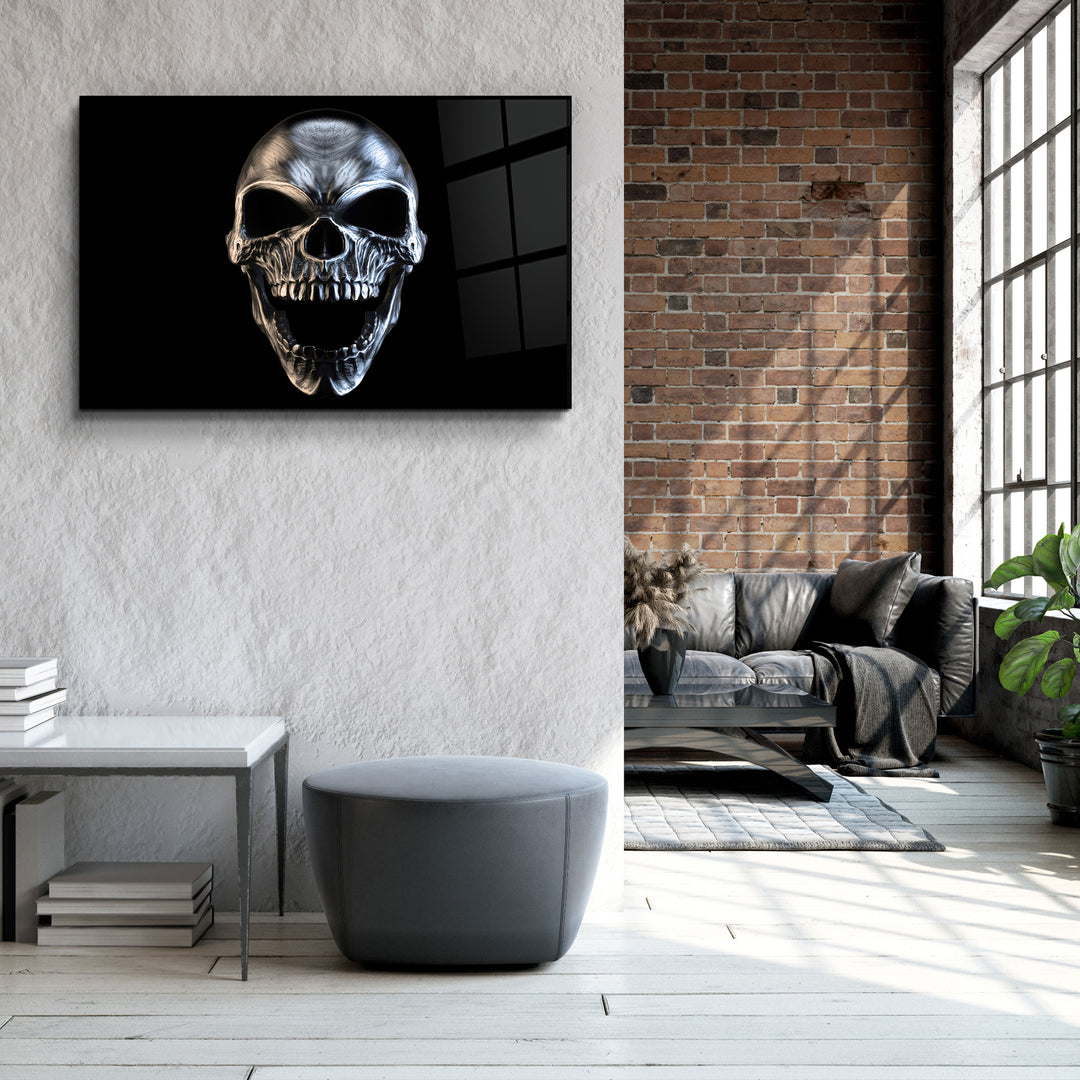 ・"Silver Skull"・Glass Wall Art | Artdesigna Glass Printing Wall Arts.