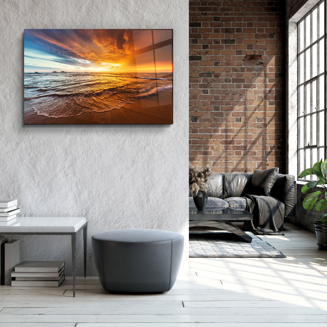 ・"Endless Ocean Wtih Sunset"・Glass Wall Art | Artdesigna Glass Printing Wall Arts.