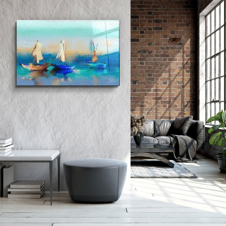 ・"Abstract Boats Art"・Glass Wall Art | Artdesigna Glass Printing Wall Arts.