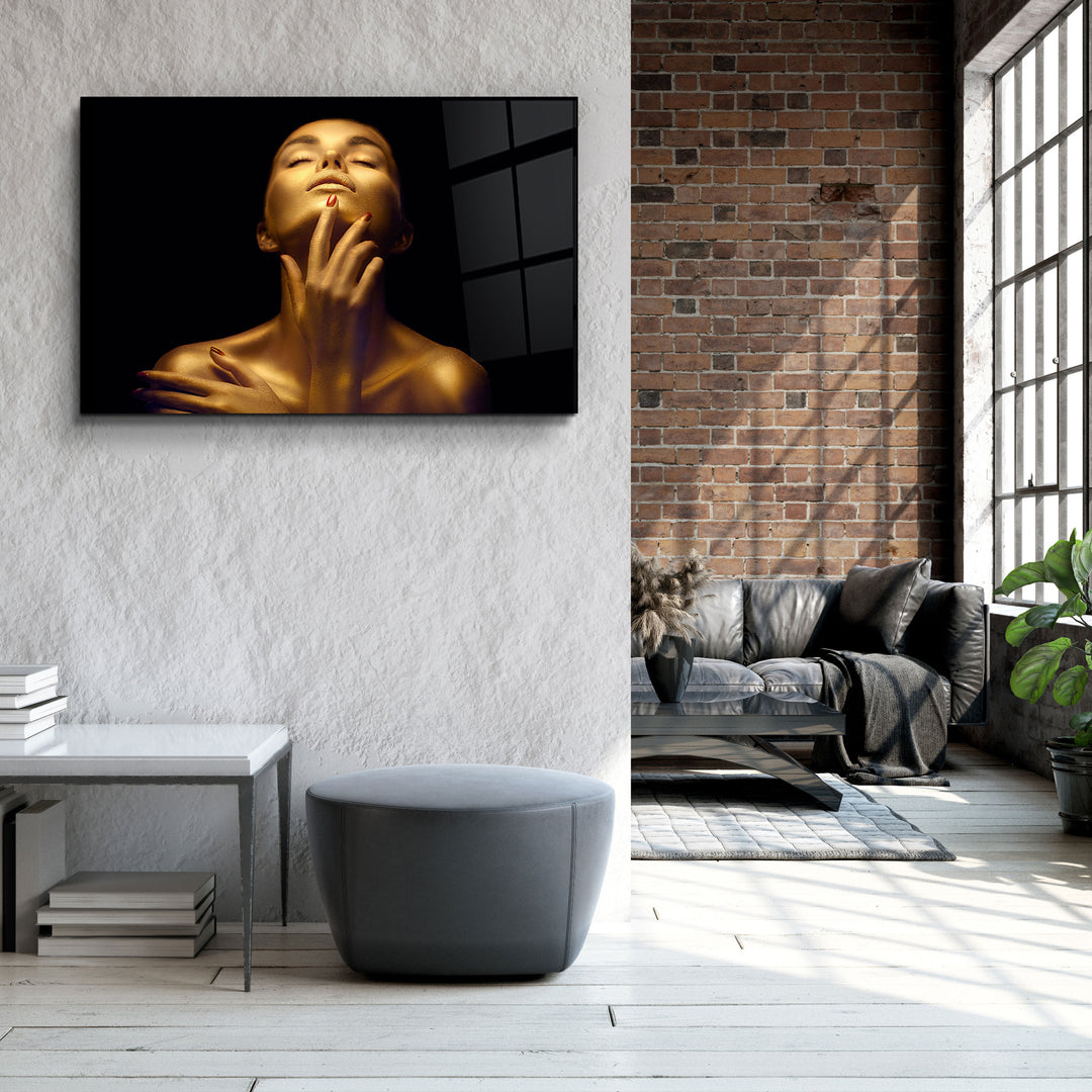 ・"Beauty Woman With Golden Skin"・Glass Wall Art | Artdesigna Glass Printing Wall Arts.